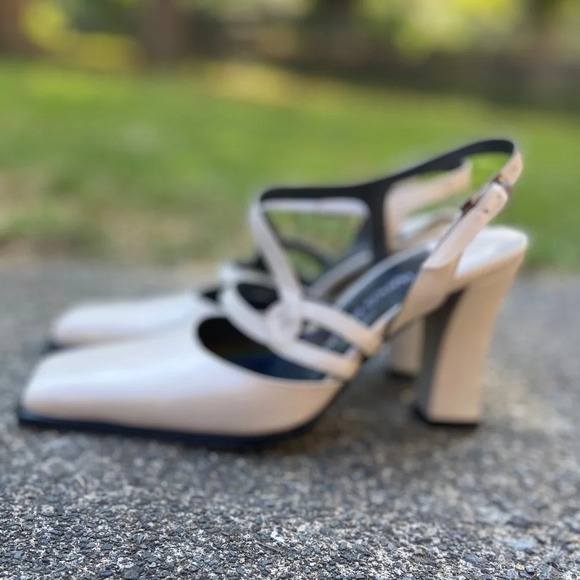 Franco Paolucci square toe leather strap heel Sz 35 - Picture 2 of 9